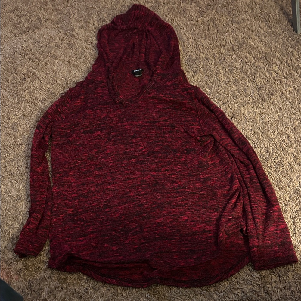 Cozy Red & Black Hooded Sweater